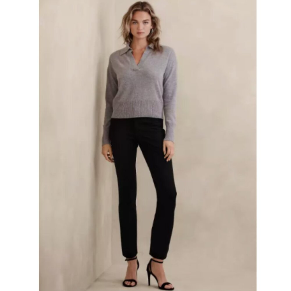 Banana Republic Black SLOAN Slim Mid Rise Stretch Pants Size 2 PETITE #989963
